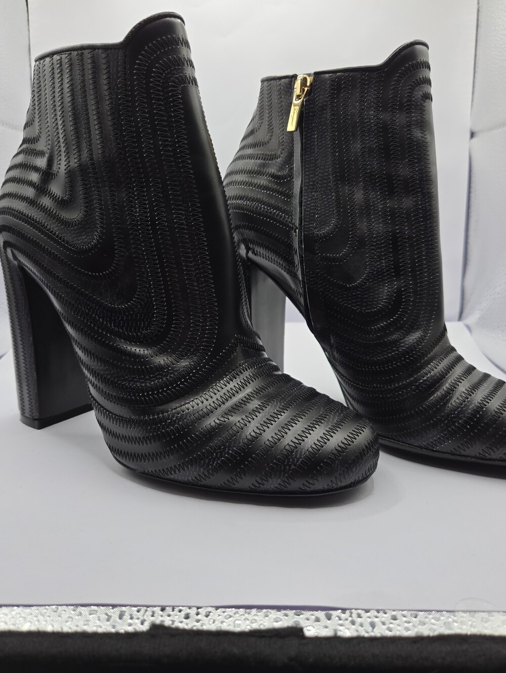 Salvatore Ferragamo Black Women's Nero Calf Boot with Gold Zip From Italy